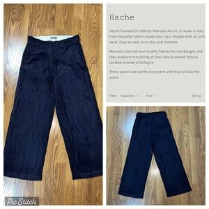 Fabulous Italian Designer Hache Crinkled Corduroy Wide-Leg Pants!